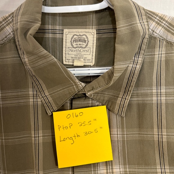 Men's Short Sleeve Green Plaid Button Down Shirt from Northcrest Size XL - Picture 7 of 7